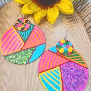 Handpainted Wood Earrings